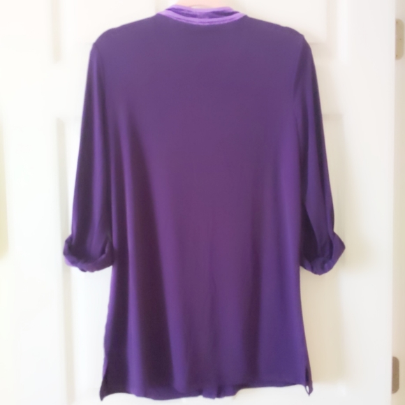 Susan Graver Purple Velour Trim Tunic Shirt size Small - Picture 2 of 8